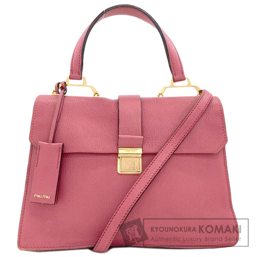Miu Miu pink Madras leather top handle bag shoulder strap
